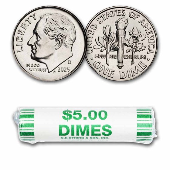 2025-D Roosevelt Dime 50-Coin Roll BU