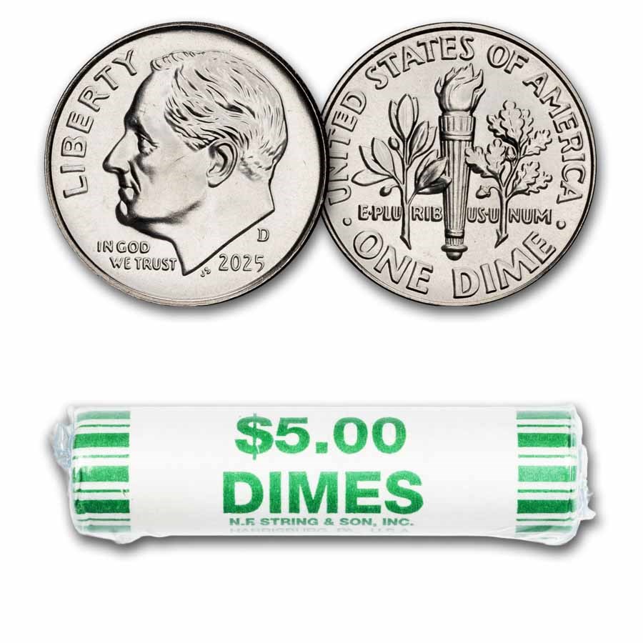 2025-D Roosevelt Dime 50-Coin Roll BU