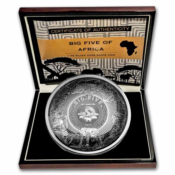 2025 Djibouti 1 kilo Silver Big Five of Africa Dome-Shaped Coin 2025 Djibouti 1 kilo Silver Big Five of Africa Dome-Shaped Coin