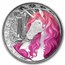 2025 Fiji 1 oz Silver Pink Magical Unicorn "Roselle"