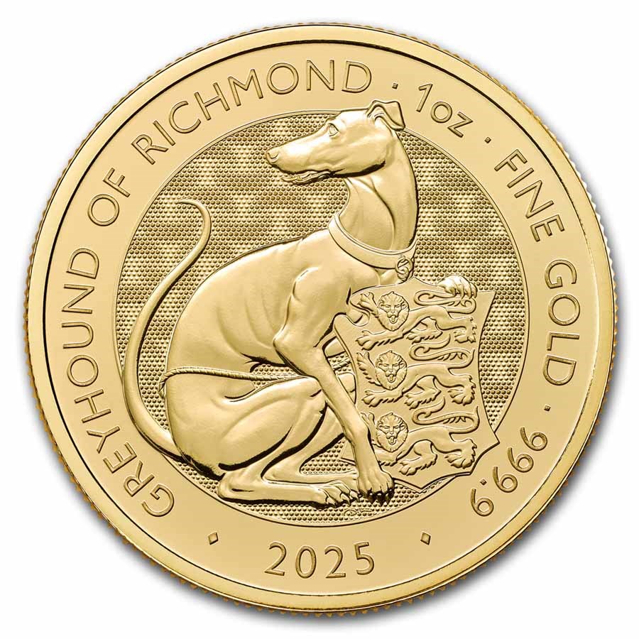 2025 GB 1 oz Gold The Royal Tudor Beasts Greyhound of Richmond BU