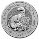 2025 GB 1 oz Platinum Royal Tudor Beasts Greyhound of Richmond BU