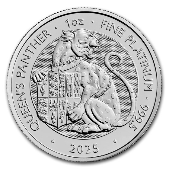 2025 GB 1 oz Platinum Royal Tudor Beasts Queen's Panther BU Coin 2025 GB 1 oz Platinum Royal Tudor Beasts Queen's Panther BU Coin