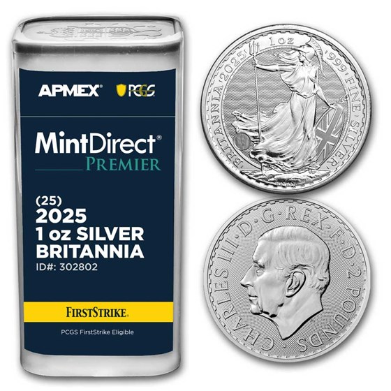 2025 GB 1 oz Silver Britannia MD Premier® Tube + PCGS® 2025 GB 1 oz Silver Britannia MD Premier® Tube + PCGS®