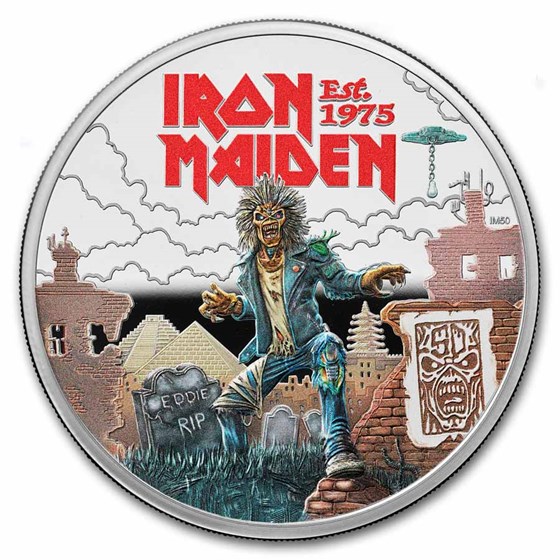 2025 GB 1 oz Silver Colorized £2 PF Music Legends: Iron Maiden
