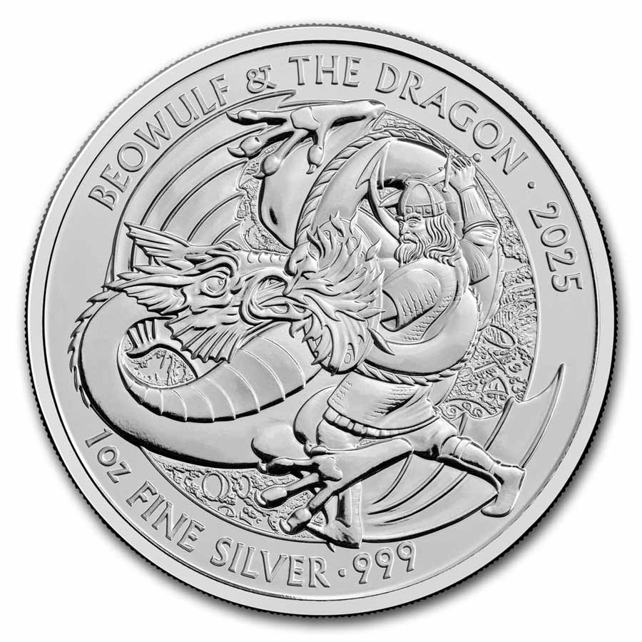 2025 GB 1 oz Silver Myths & Legends: Beowulf and the Dragon BU