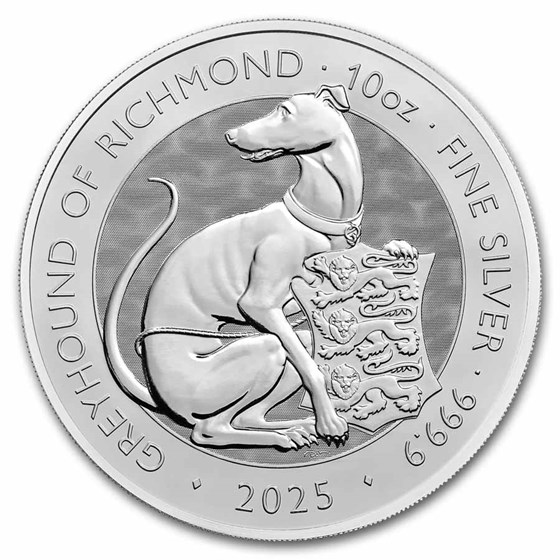 2025 GB 10 oz Silver Royal Tudor Beasts Greyhound of Richmond BU 2025 GB 10 oz Silver Royal Tudor Beasts Greyhound of Richmond BU