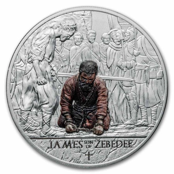 2025 Ghana 1 oz Ag Martyrdom of the 12 Apostles: James (Color)