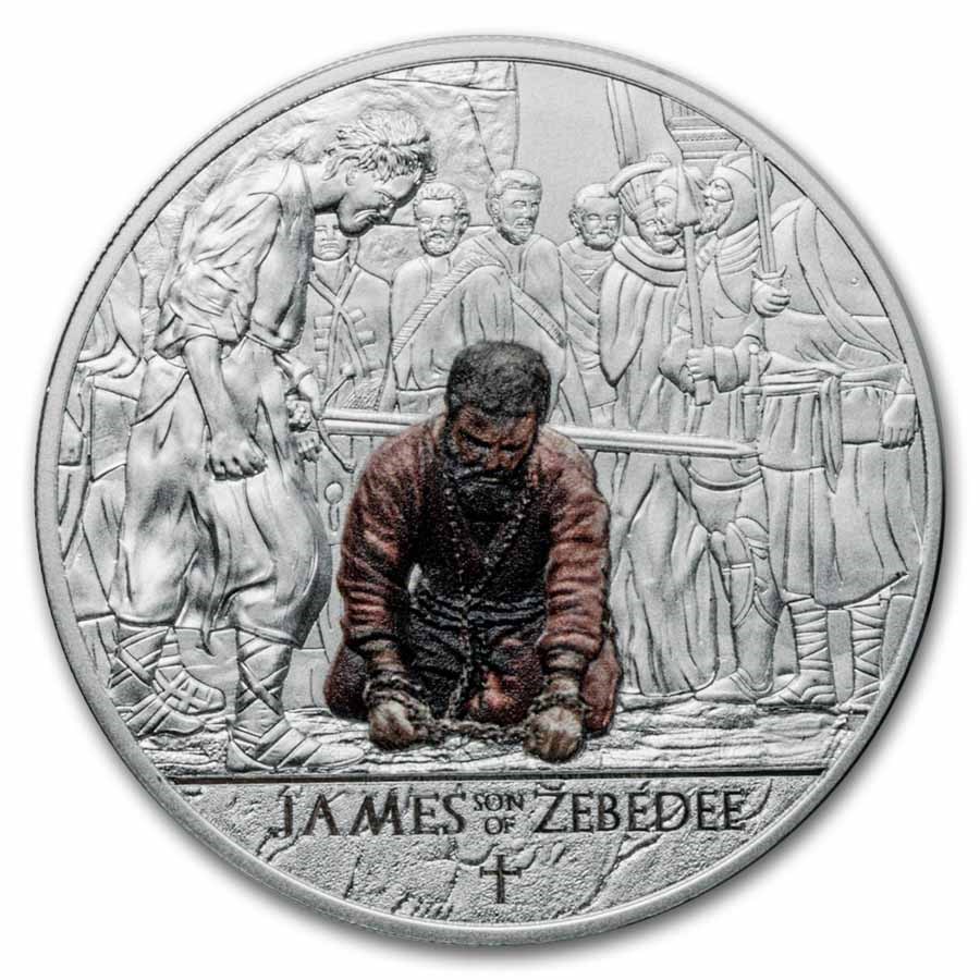 2025 Ghana 1 oz Ag Martyrdom of the 12 Apostles: James (Color)