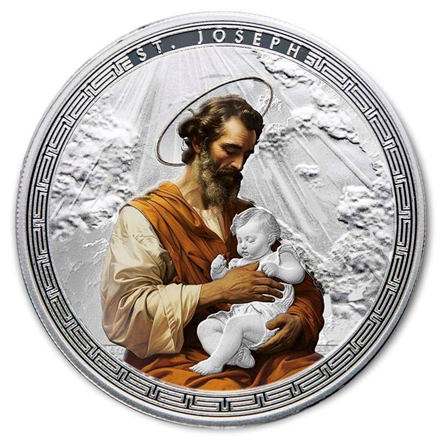 2025 Ghana 1 oz Silver Patron Saints St. Joseph (Colorized)