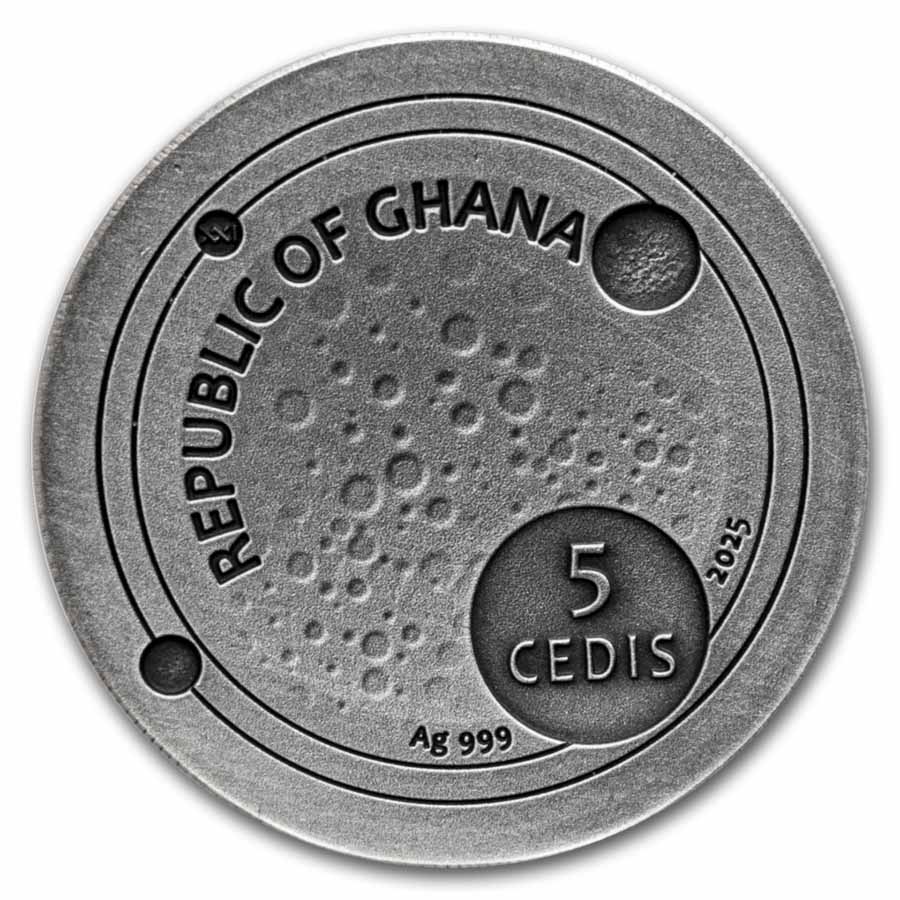 2025 Ghana 1 oz Silver Space Cube; Muonionalusta Meteorite