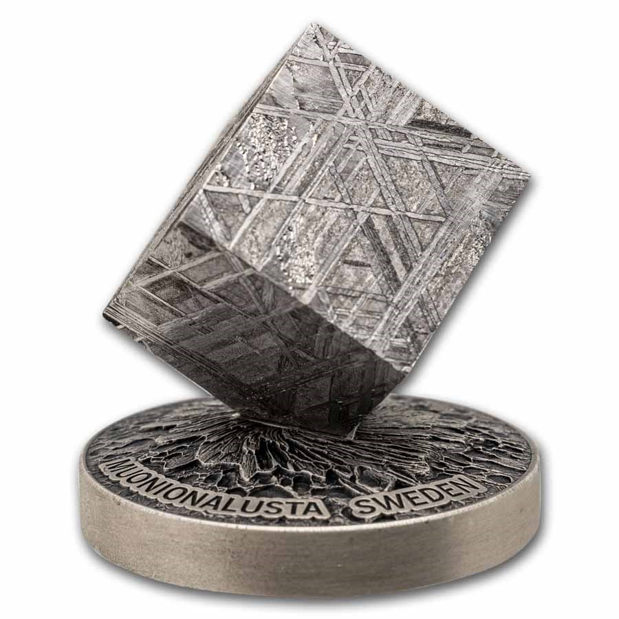 2025 Ghana 1 oz Silver Space Cube; Muonionalusta Meteorite