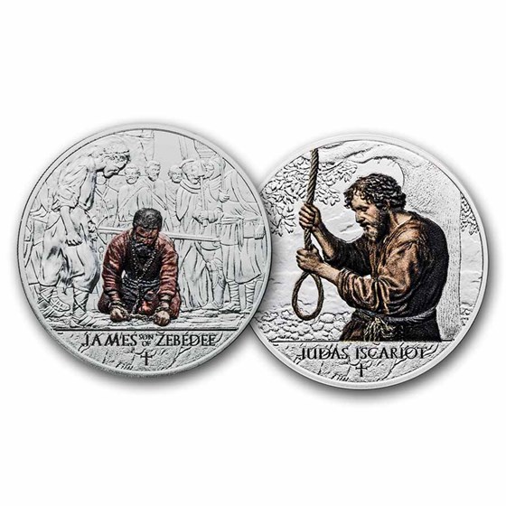 2025 Ghana The 12 Apostles Judas & James 2-Coin Set (Colorized)