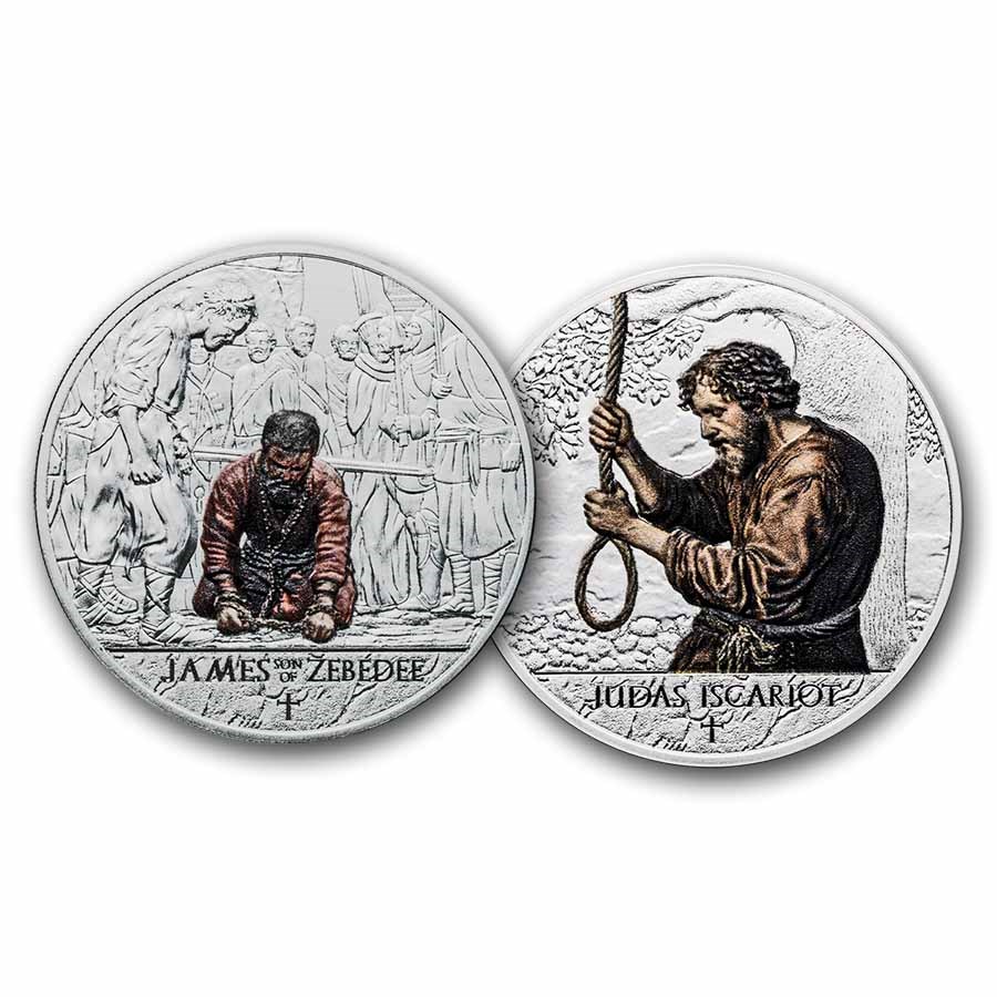 2025 Ghana The 12 Apostles Judas & James 2-Coin Set (Colorized)