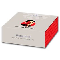Moneta 2 &pound; Argento E Oro Proof In Scatola Ufficiale E Certificato Royal Mint 2025 - George Orwell Ed Il Grande Fratello | Monete Euro
