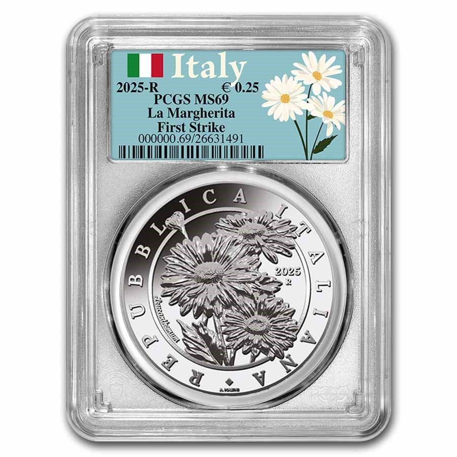 2025 Italy 1 oz Silver Flora & Fauna - The Daisy MS-69 PCGS (FS)