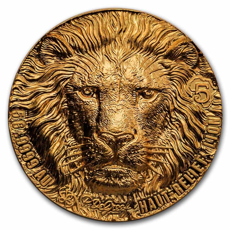 2025 Ivory Coast 5 gram Gold Haut Relief Big Five Africa: Lion
