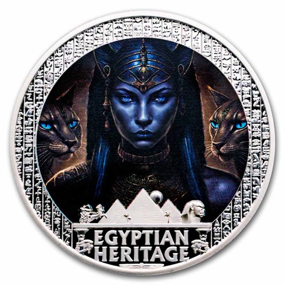 2025 Liberia 1 oz Silver Egyptian Heritage: Bastet