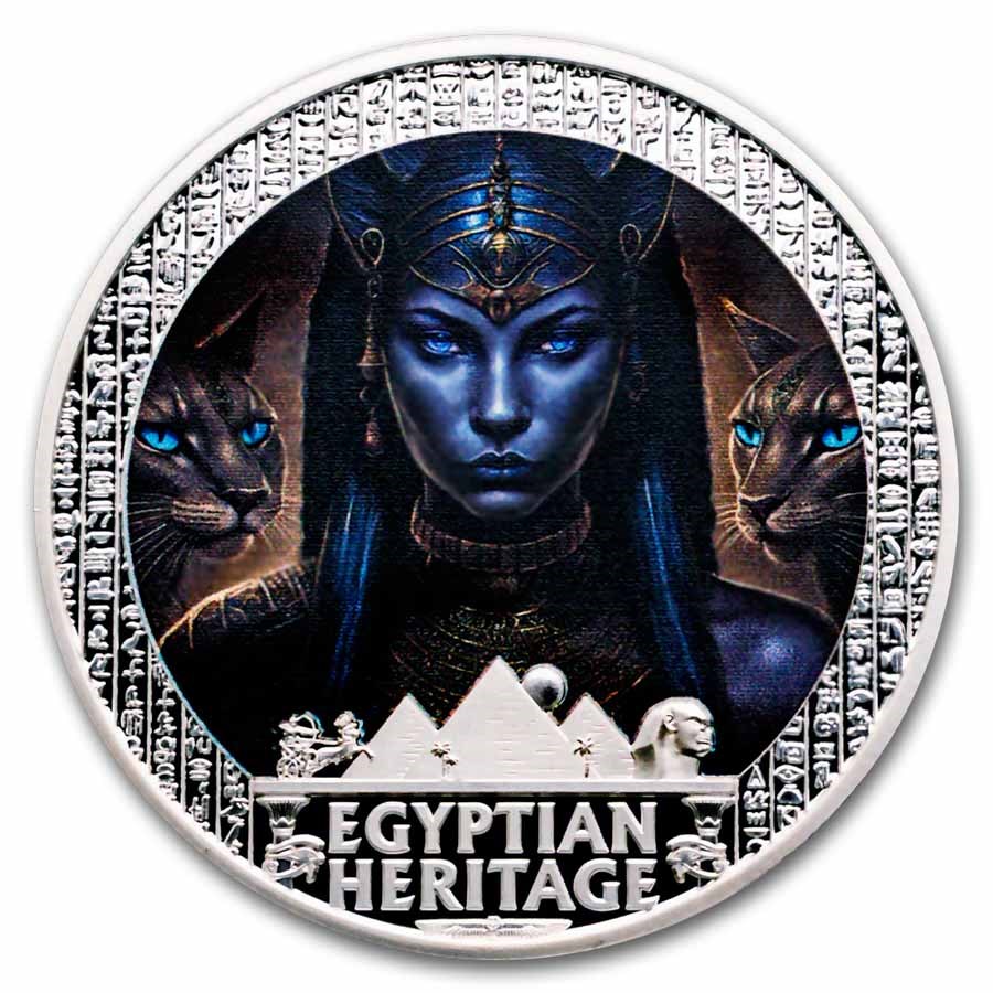 2025 Liberia 1 oz Silver Egyptian Heritage: Bastet