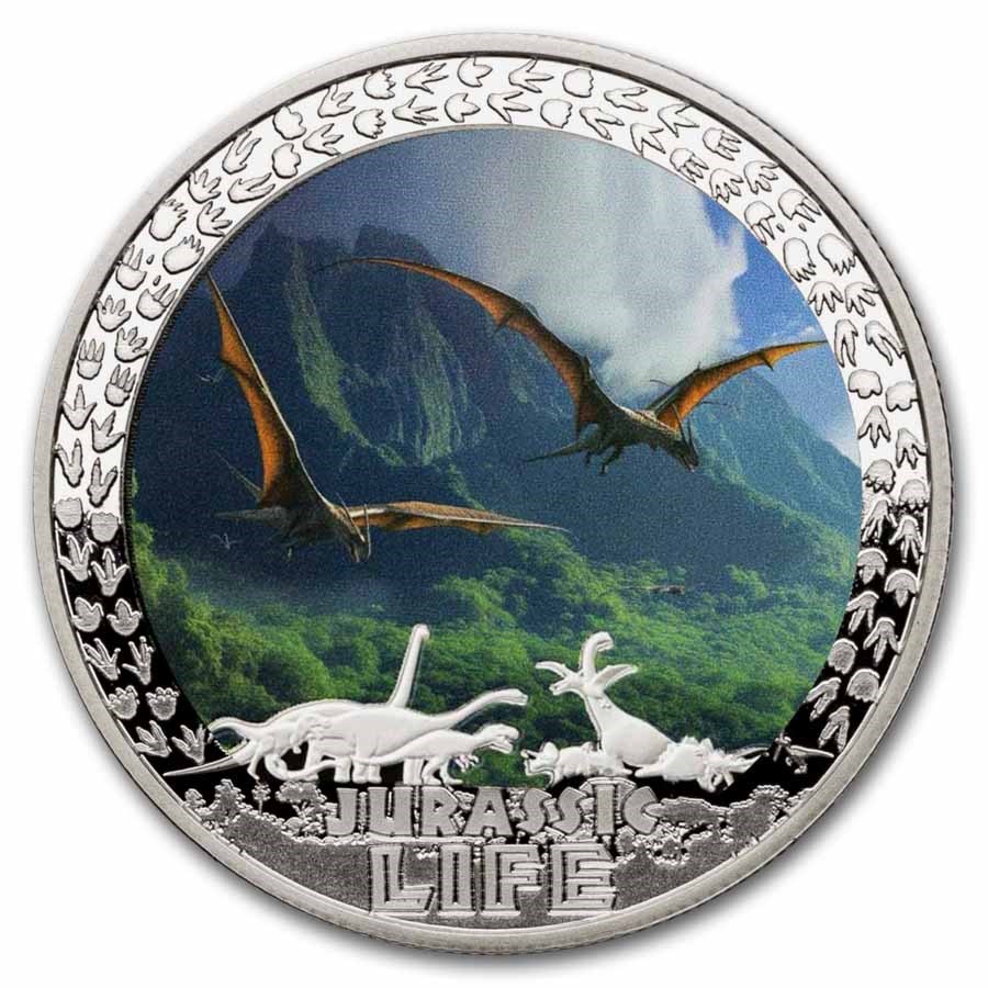2025 Liberia 1 oz Silver Jurassic Life Dinosaur: Pterodactyl