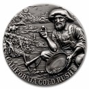 2025 Liberia 2 oz Silver Antique California Gold Rush (Box & COA)