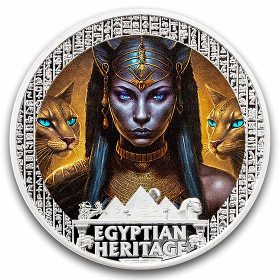 2025 Liberia 2 oz Silver Egyptian Heritage: Bastet (No COA)