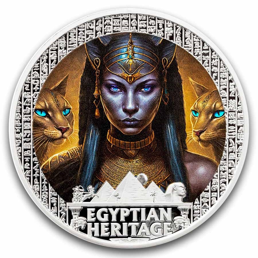 2025 Liberia 2 oz Silver Egyptian Heritage: Bastet (No COA)