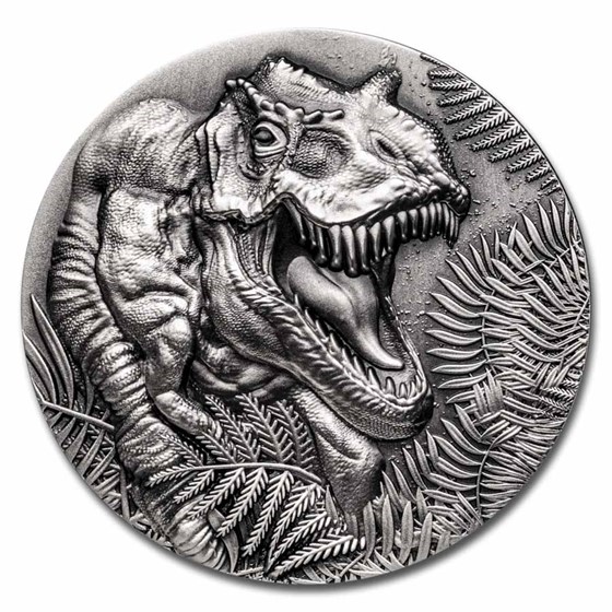 2025 Liberia 2 oz Silver Jurassic Life Dinosaur: T-Rex 2025 Liberia 2 oz Silver Jurassic Life Dinosaur: T-Rex