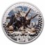 2025 Liberia 2 oz Silver Jurassic Life Dinosaur: Triceratops