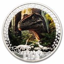 2025 Liberia 2 oz Silver Jurassic Life Dinosaur: Velociraptor