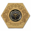 2025 Malta 2 oz Silver Maltese Ox 10 Euro BU Coin (UHR/Gilded)