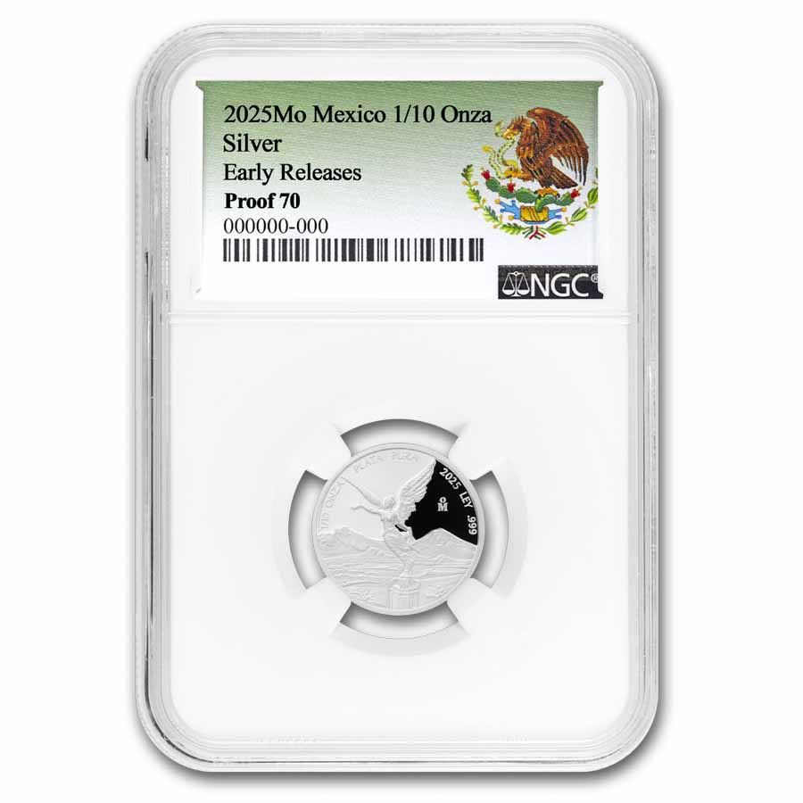 2025 Mexico 1/10 oz Silver Libertad PF-70 NGC (ER, Coat of Arms