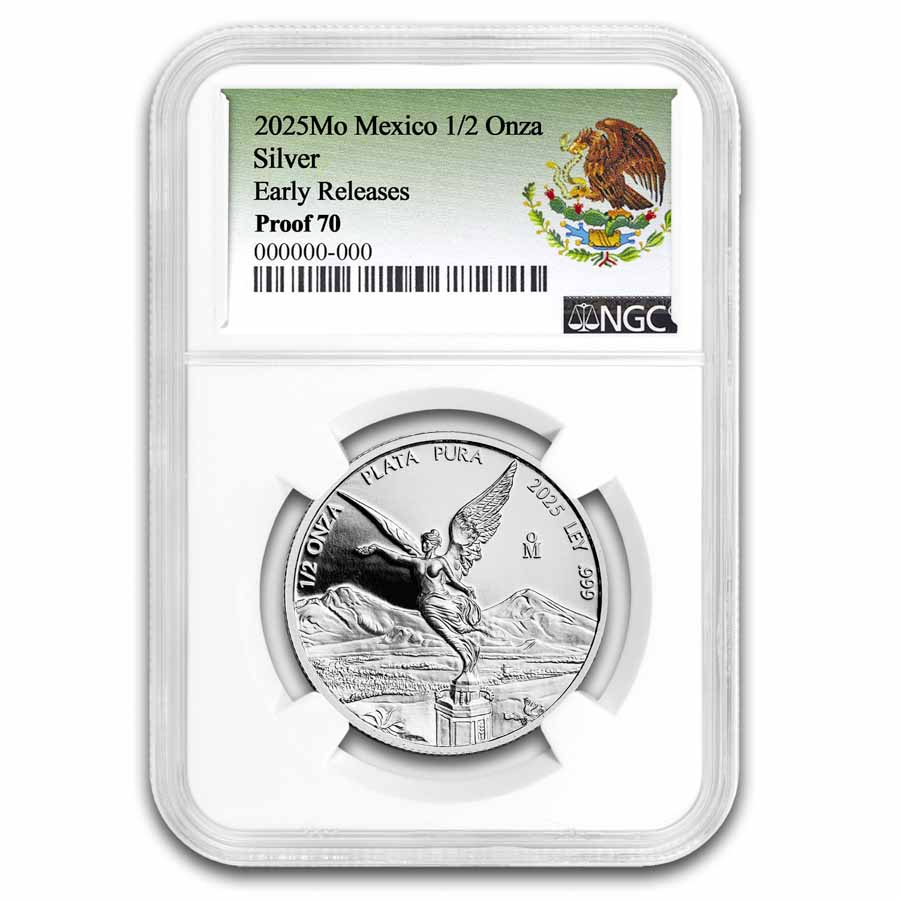 Buy 2025 Mexico 1/2 oz Silver Libertad PF-70 NGC | APMEX