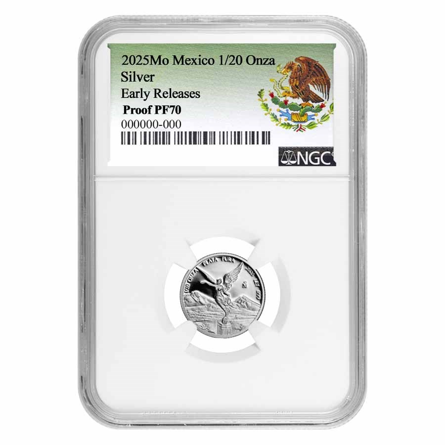 2025 Mexico 1/20 oz Silver Libertad PF-69 NGC (ER, Coat of Arms)