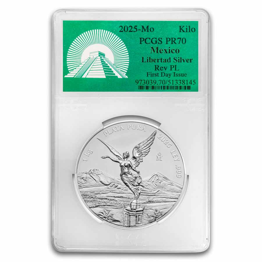 Buy 2025 Mexico 1 kilo Silver Libertad PL-70 PCGS FDI | APMEX