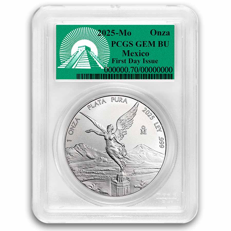 2025 Mexico 1 oz Silver Libertad Gem BU PCGS (FDI, Green Label)