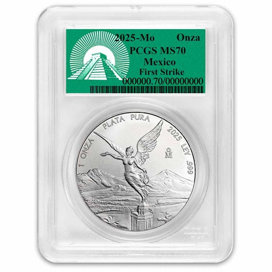 2025 Mexico 1 oz Silver Libertad MS-70 PCGS (FS, Green Label) 2025 Mexico 1 oz Silver Libertad MS-70 PCGS (FS, Green Label)