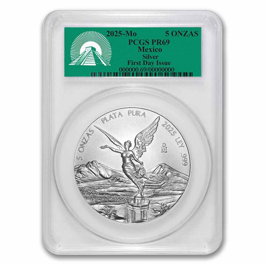 Buy 2025 Mexican 5 oz Silver Libertad PR-69 FDI | APMEX