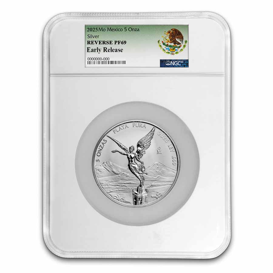 Buy 2025 Mexican 5 oz Silver Libertad Reverse Proof PF-69 (ER) | APMEX