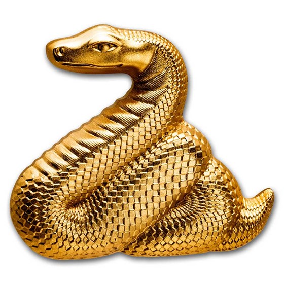 2025 Mongolia 1 oz Silver Gilded Lunar Nimble Snake Shaped Coin