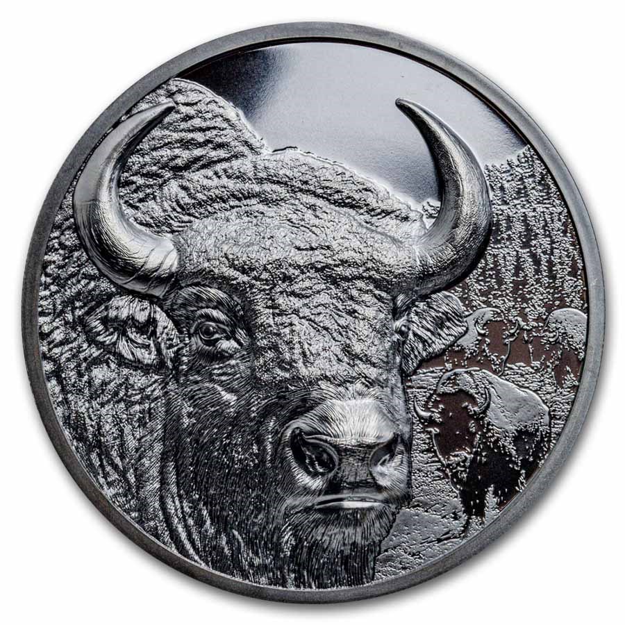 2025 Mongolia 2 oz Silver Black Proof Wild Mongolia Bison
