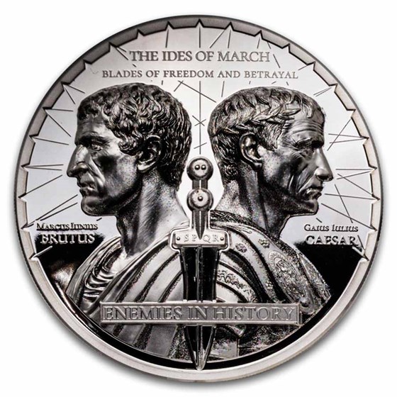 2025 Mongolia 2 oz Silver Enemies in History: Caesar vs. Brutus