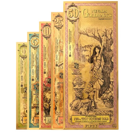 2025 Nevada Goldback Note Set (1,5,10,25,50)