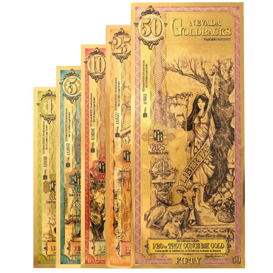 2025 Nevada Goldback Note Set (1,5,10,25,50)