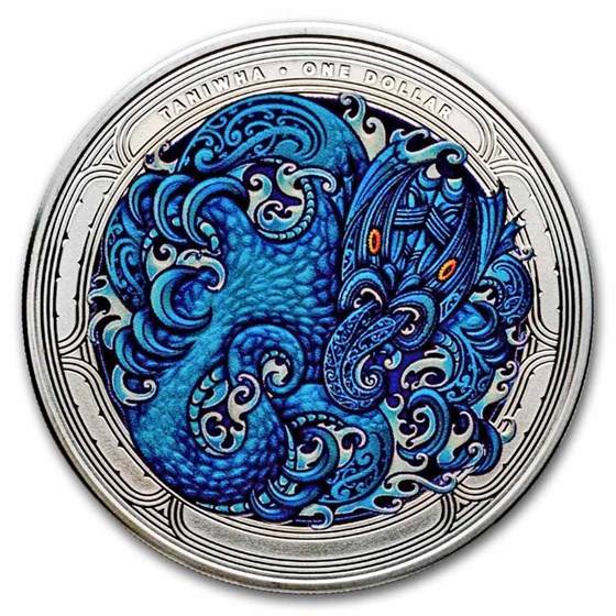 2025 New Zealand 1 oz Silver Colorized Dwelling Taniwha: Water