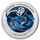 2025 New Zealand 1 oz Silver Popoto Mangopare Shark (Abrasion)