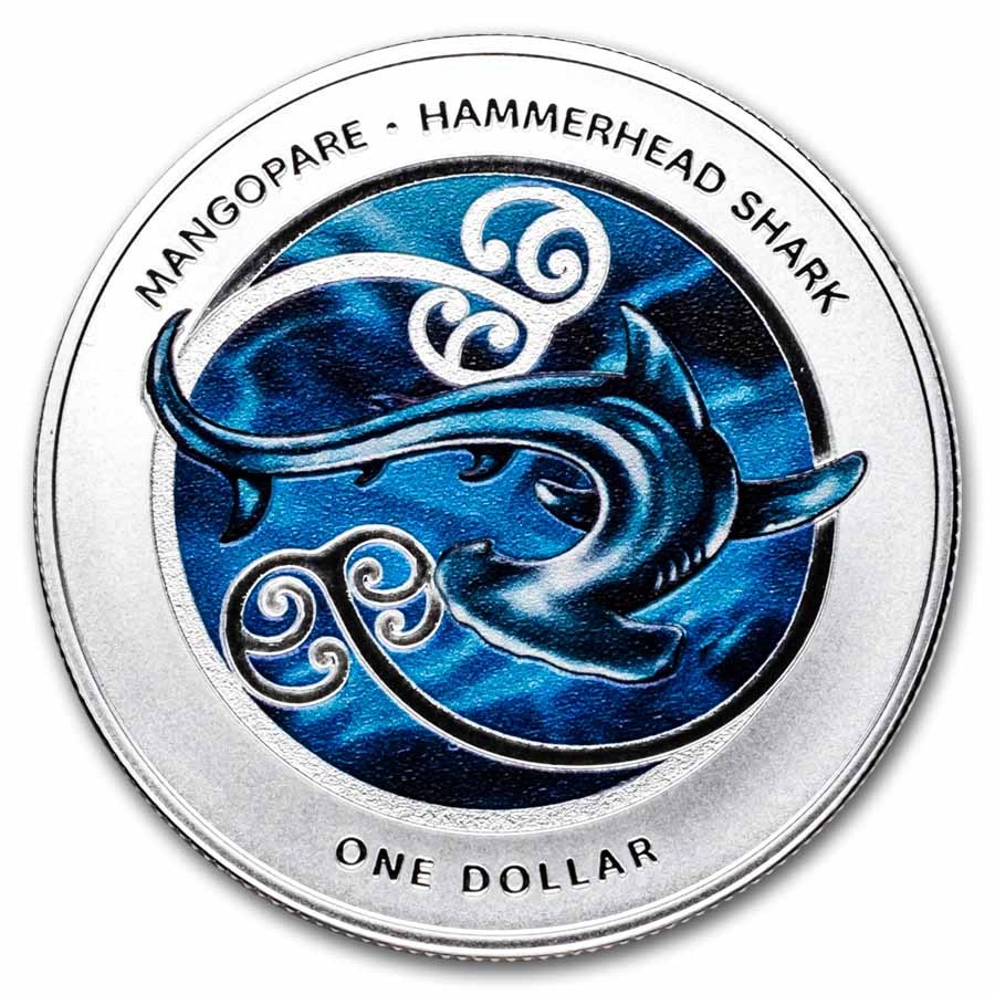 2025 New Zealand 1 oz Silver Proof Popoto Mangopare Shark