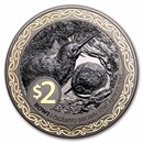 2025 New Zealand 2 oz Silver Black Proof Rowi Kiwi (w/ Box & COA)