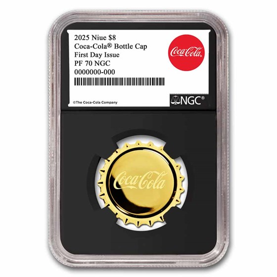2025 Niue 1.2 gram Gold Coca-Cola® Bottle Cap - PF-70 NGC (FDI) 2025 Niue 1.2 gram Gold Coca-Cola® Bottle Cap - PF-70 NGC (FDI)
