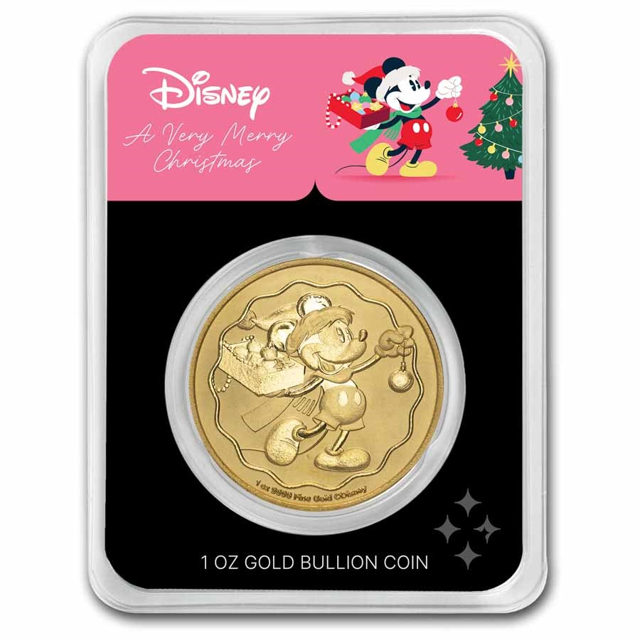 2025 Niue 1 oz Gold $250 Disney's Mickey Christmas in TEP